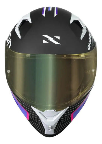 Capacete Norisk Flow Vizion com Spoiler Roxo Rosa Preto Brilhante Tamanho 60/L