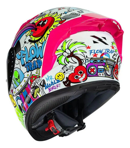 Capacete Norisk Flow Trap com 2 Viseiras e Spoiler Branco Colorido Tamanho 60/L