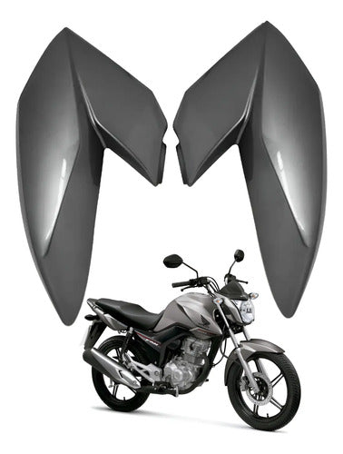 Par de Abas do Tanque Paramotos Honda Cg 160 Fan Start 2016 a 2021 Cinza