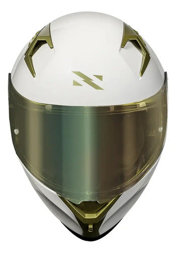 Capacete Norisk Flow Solid com Spoiler Branco Dourado Brilhante