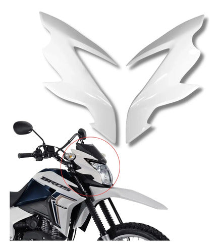 Par de Bananinhas Carenagens Laterais do Farol Paramotos Honda Bros 160 2022 a 2024 Branco
