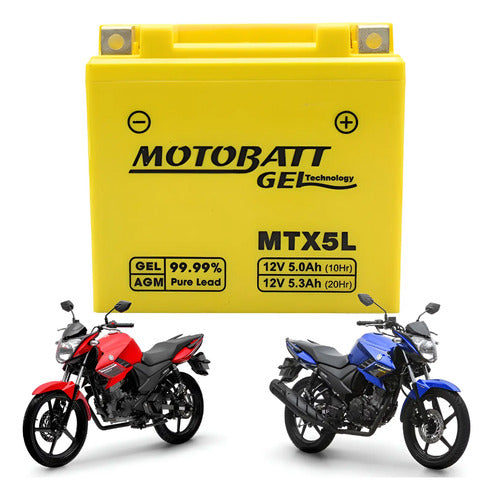 Bateria Motobatt MTX5L AGM 12V 5Ah Yamaha Fazer Factor Crosser 150 Honda Cg 150 160 Titan Fan Start