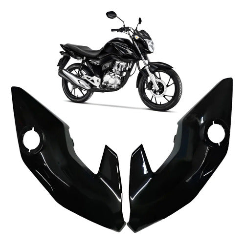 Par de Bananinhas Carenagens Laterais do Farol Paramotos Honda Cg 150 160 Fan Start Preto Brilhante