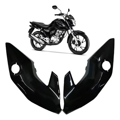Par de Bananinhas Carenagens Laterais do Farol Paramotos Honda Cg 150 160 Fan Start Preto Brilhante