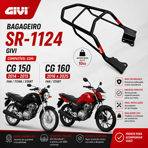 Suporte de Baú Bagageiro Givi Honda Cg 125 150 160 Titan Fan Start