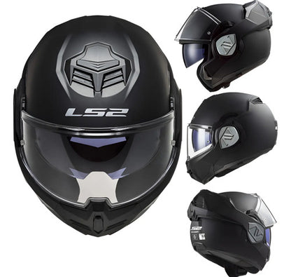 Capacete Escamoteável LS2 FF906 Advant Solid com Óculos Solar Interno Preto Fosco