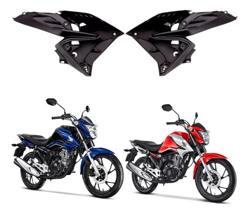 Par de Acabamentos Internos da Aba do Tanque Paramotos Honda Cg 160 Titan 2022 a 2024 Preto