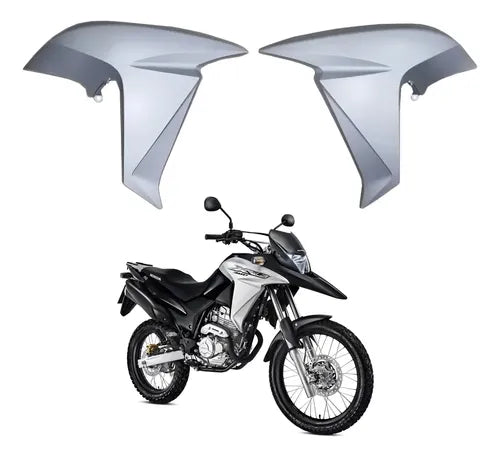 Par de Aletas Abas do Tanque Paramotos Honda Xre 300 2016 a 2018 Prata Fosco para Moto Preta