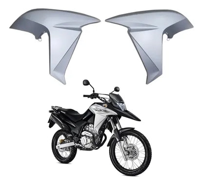 Par de Aletas Abas do Tanque Paramotos Honda Xre 300 2016 a 2018 Prata Fosco para Moto Preta