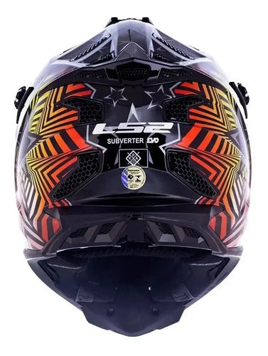 Capacete Off-Road LS2 MX700 Subverter Evo Super Collider Preto Brilhante
