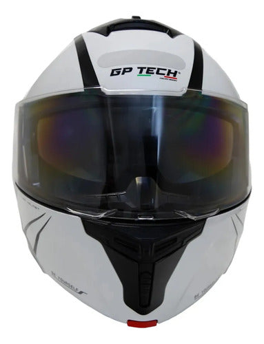 Capacete Escamoteável GP Tech A128 SV Pulse Be Yourself Branco Cinza Brilhante