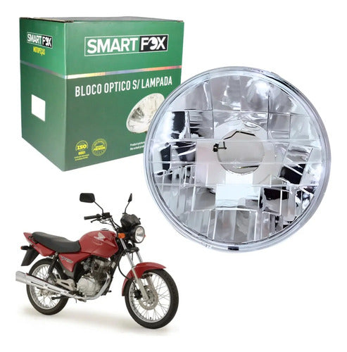 Farol Bloco Óptico sem Lâmpada Smartfox Honda Cg 150 Titan Fan Cargo 2004 a 2013