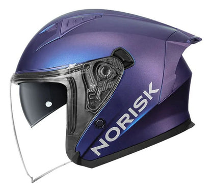 Capacete Aberto Norisk Downtown II Solid com Óculos Solar Interno Azul Fosco Tamanho 60/L