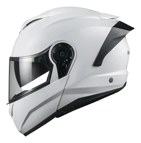 Capacete Escamoteável Norisk Force II Solid com Óculos Solar Interno Branco Brilhante Tamanho 58/M