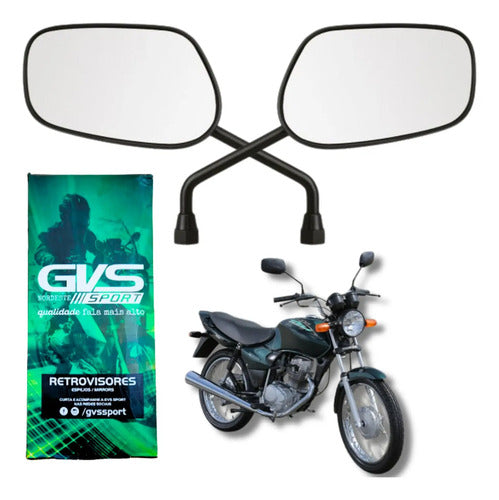 Par de Espelhos Retrovisores GVS Mini Honda Cg 125 150 Titan Fan