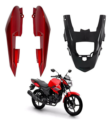 Rabeta Lateral Completa Paramotos Yamaha Fazer 150 2014 a 2015 Vermelho