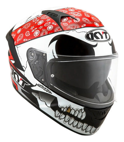 Capacete KYT TT-Course Pirate Preto Branco Vermelho