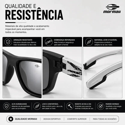 Óculos De Sol Mormaii Joaca 4 Preto Masculino M0112aat09 Cor Da Armação Preto Com Hastes Brancas