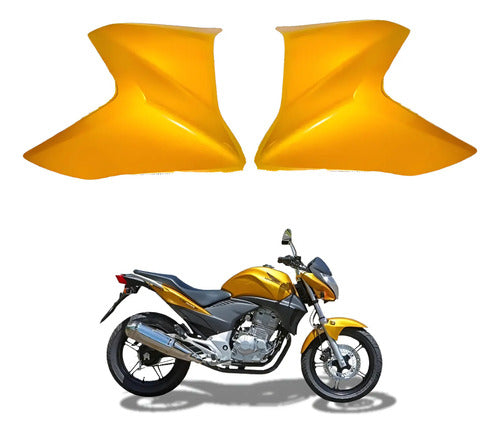 Par de Guias de Ar Abas do Tanque Paramotos Honda Cb 300r 2009 a 2011 Amarelo Perolizado