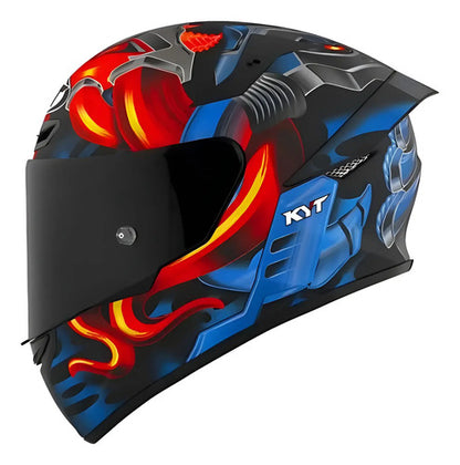 Capacete KYT TT-Course Magnet Azul Vermelho Preto Brilhante