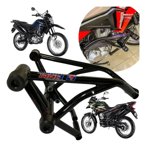 Protetor de Motor Stunt Race Street Cage Honda Bros 160 Xre 190 Preto Brilhante