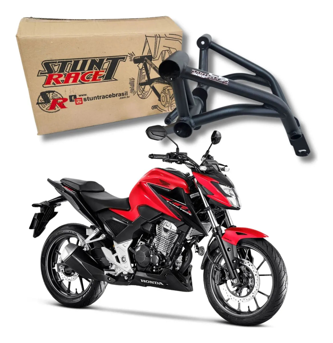 Protetor Motor Stunt Race Honda Cb 300f Twister Cb300 Preto