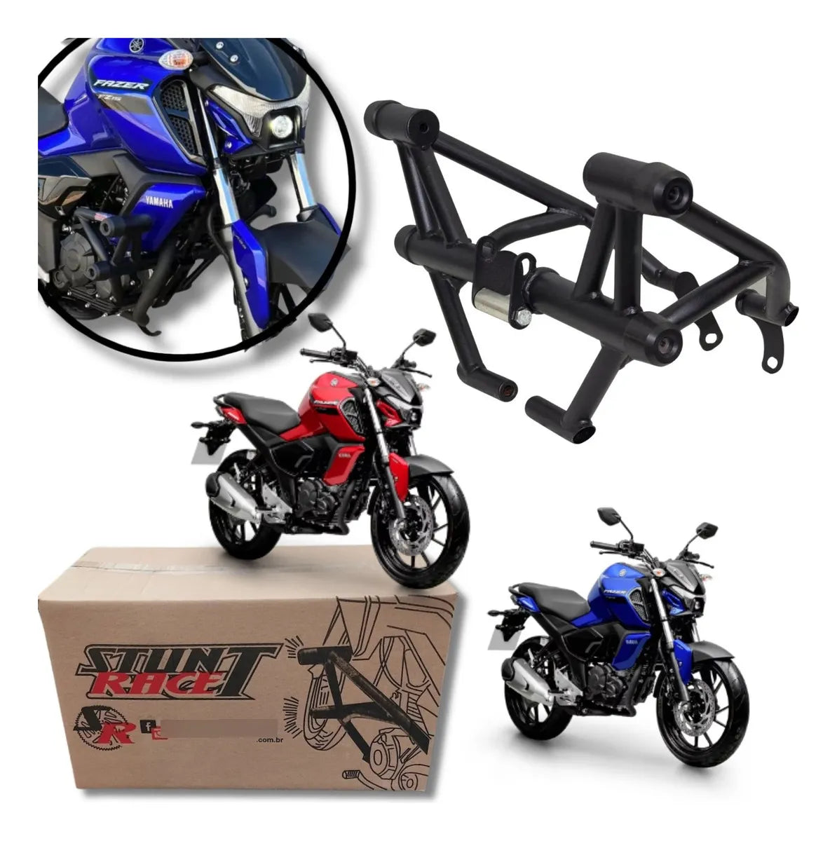 Protetor Motor Stunt Race Nova Fazer 150 Fz15 Fz 15 Preto