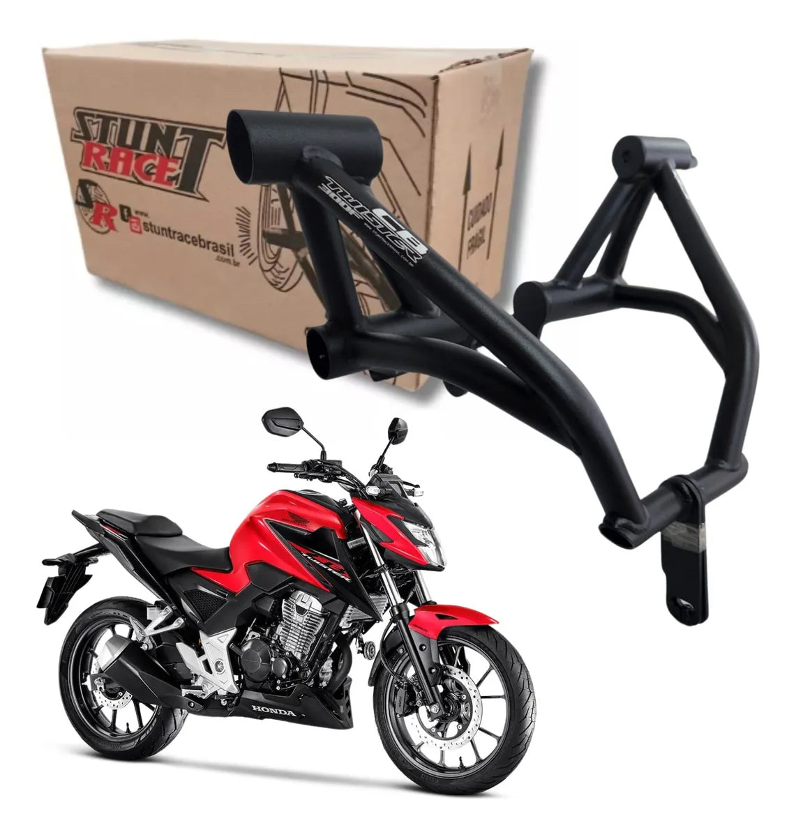 Protetor Motor Stunt Race Honda Cb 300f Twister Cb300 Preto