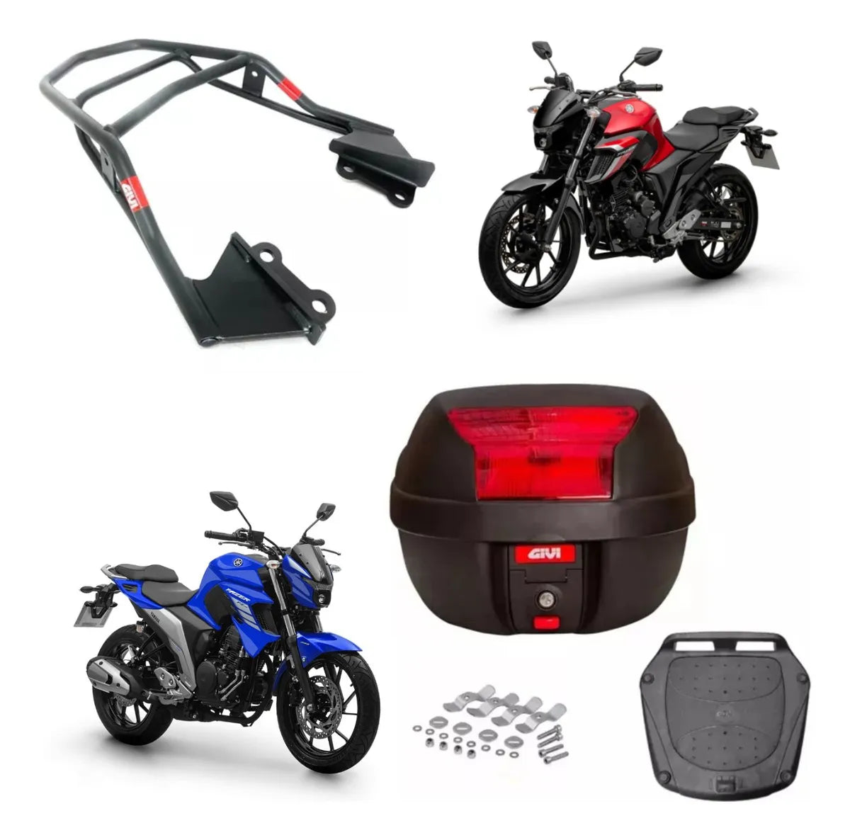 Baú Givi E29+bagageiro Sr2137 Fazer 250 Fz25 2018 a 2020