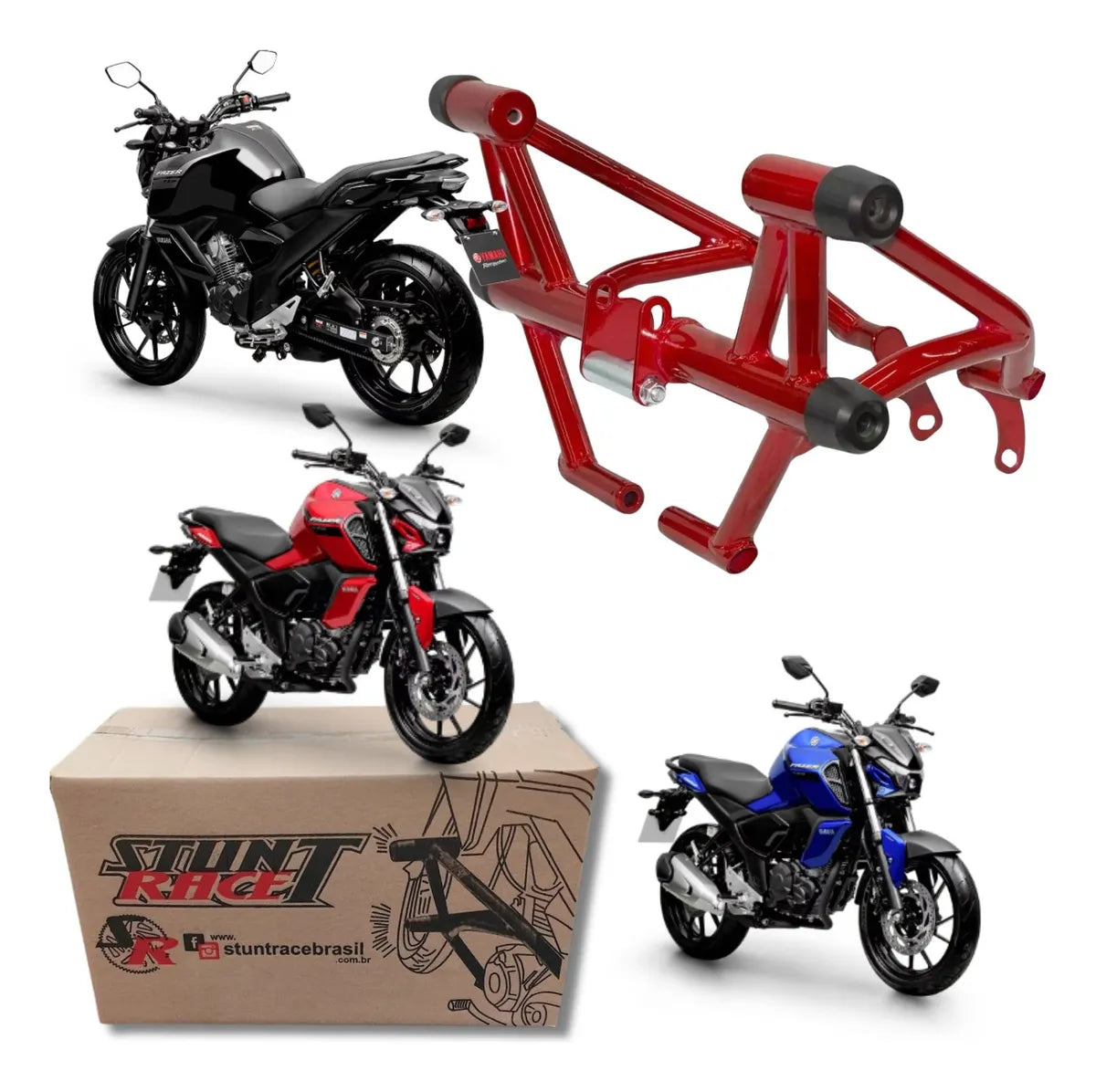 Protetor Motor Carenagem Stunt Race Fz15 2023 2024 Vermelho