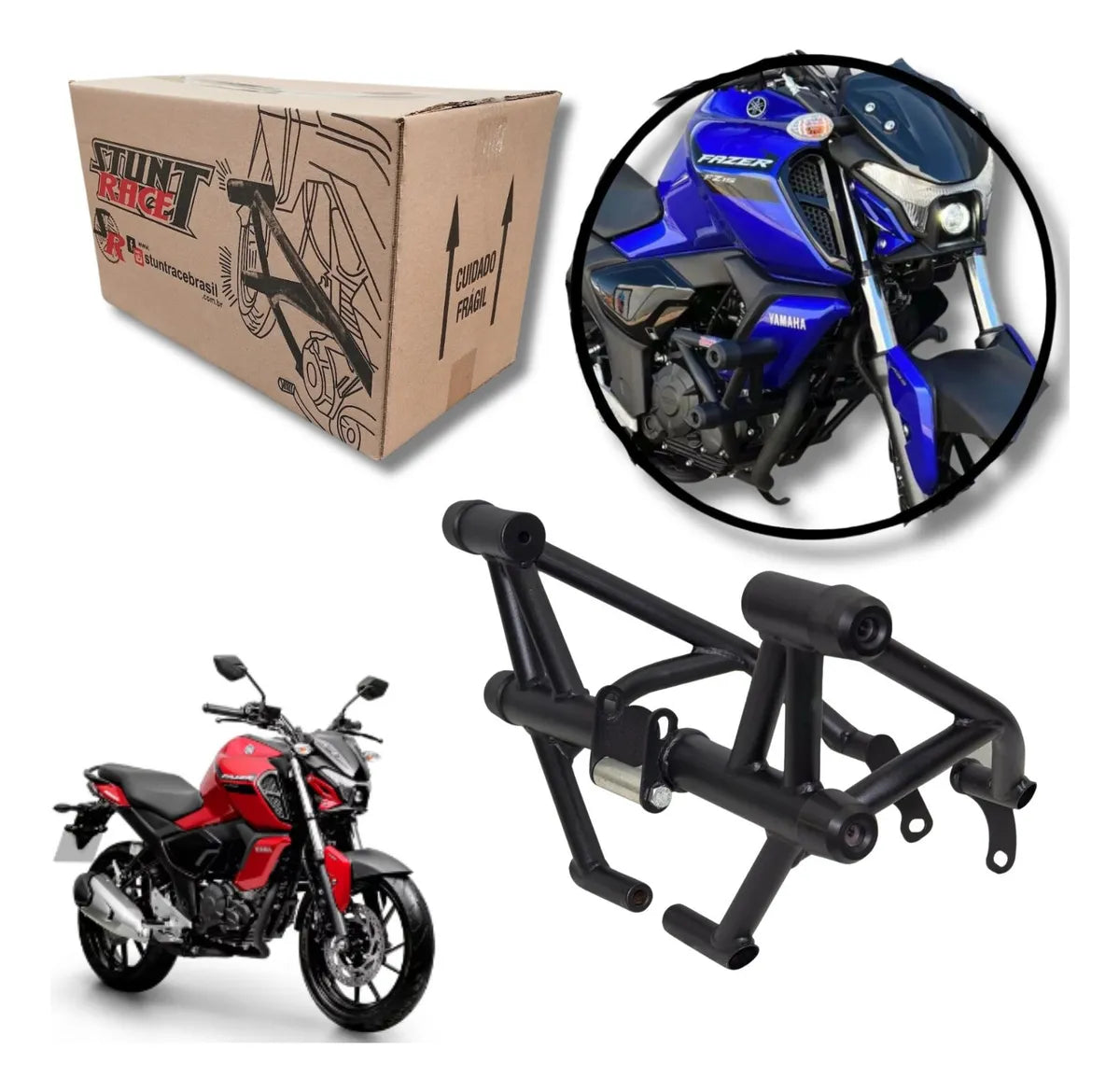 Protetor Motor Stunt Race Nova Fazer 150 Fz15 Fz 15 Preto
