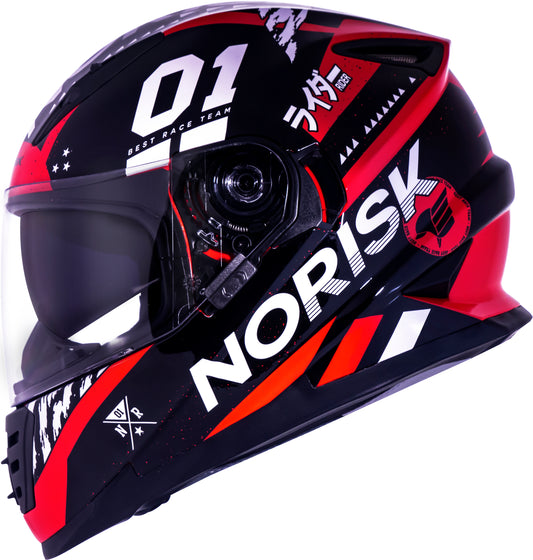 Capacete Norisk Soul Target Tokyo Preto Vermelho Branco