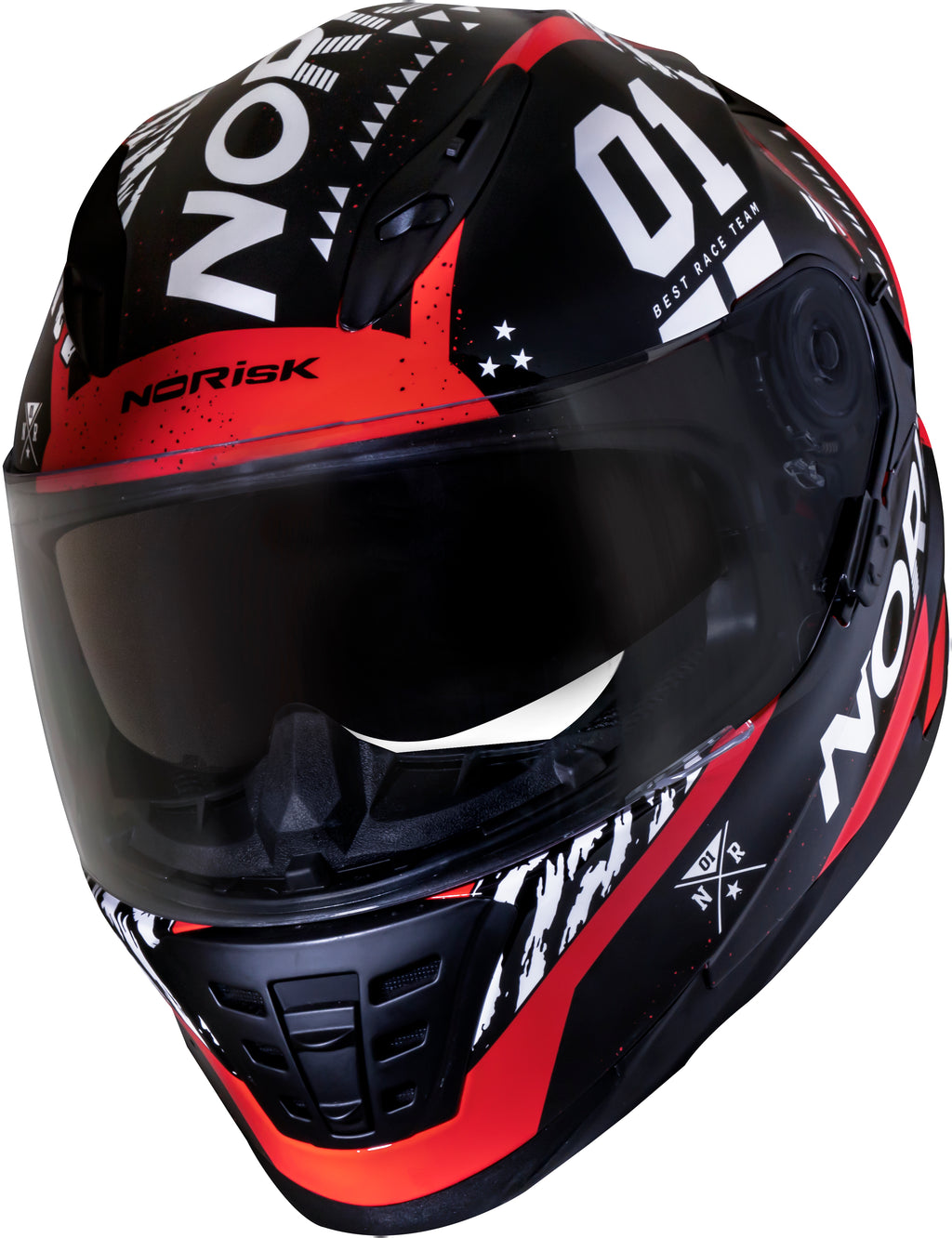 Capacete Norisk Soul Target Tokyo Preto Vermelho Branco