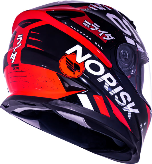 Capacete Norisk Soul Target Tokyo Preto Vermelho Branco