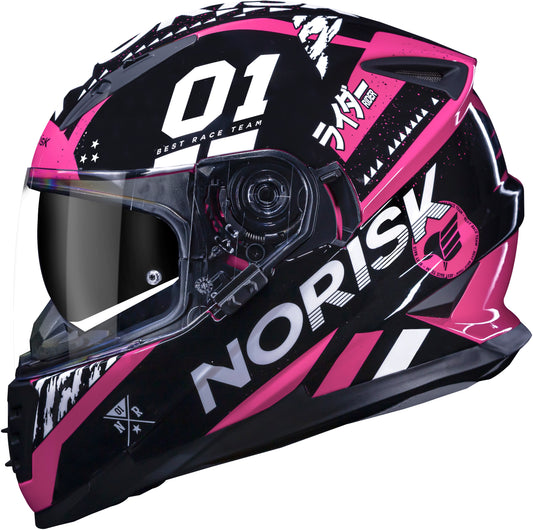 Capacete Norisk Soul Target Tokyo Preto Rosa