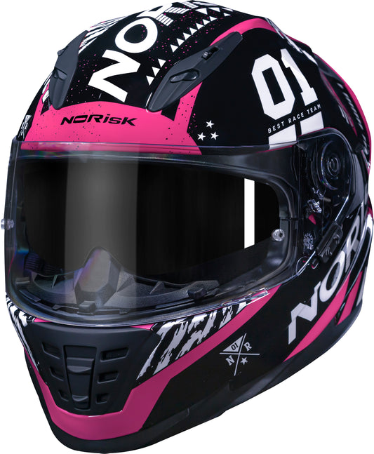 Capacete Norisk Soul Target Tokyo Preto Rosa