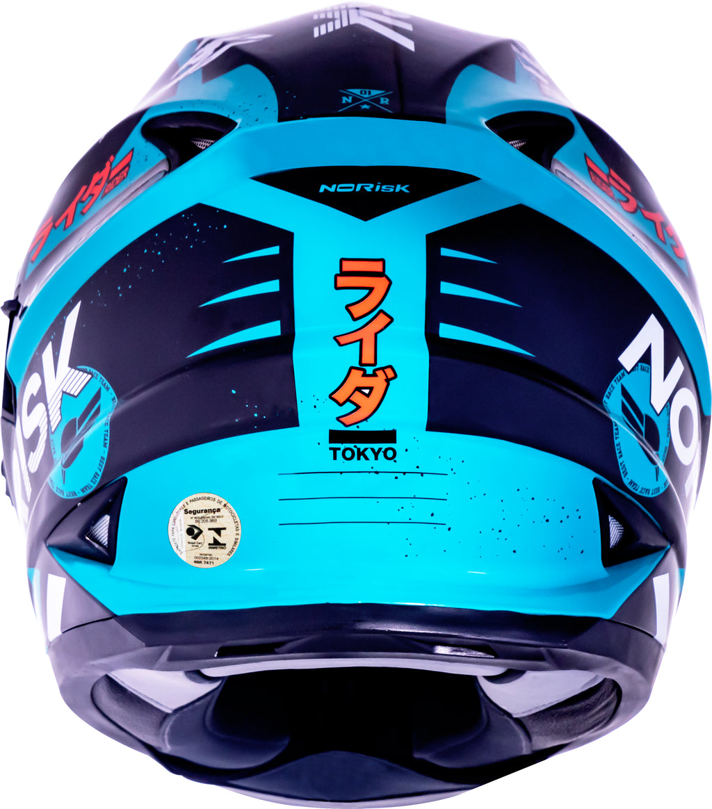 Capacete Norisk Soul Target Tokyo Preto Branco Verde