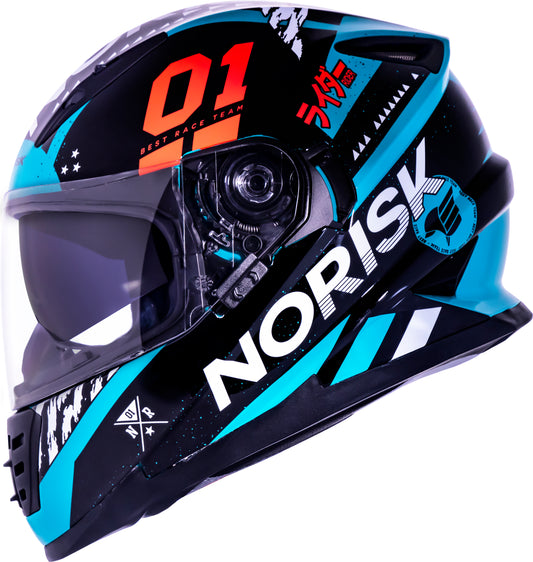 Capacete Norisk Soul Target Tokyo Preto Branco Verde