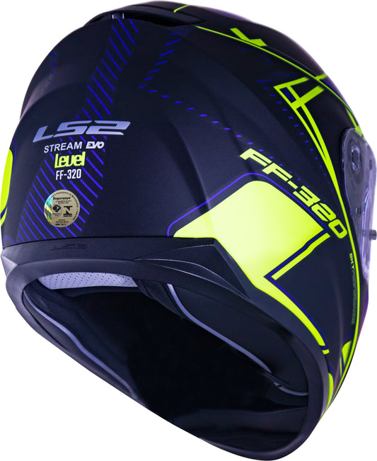 Capacete Ls2 Ff320 Stream Level Azul Amarelo