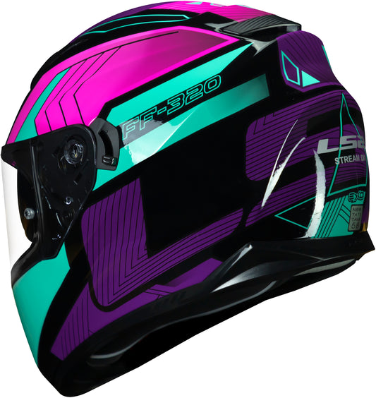 Capacete Ls2 Ff320 Stream Exo Preto Azul Rosa