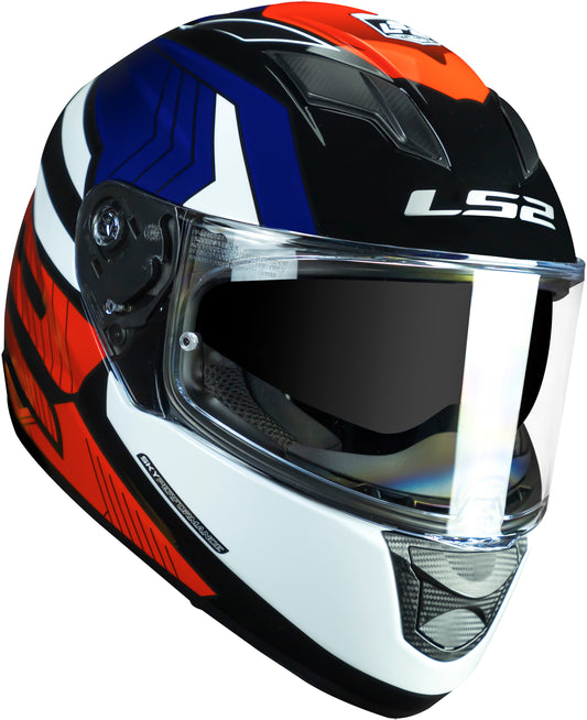 Capacete Ls2 Ff320 Stream Exo Branco Azul Vermelho