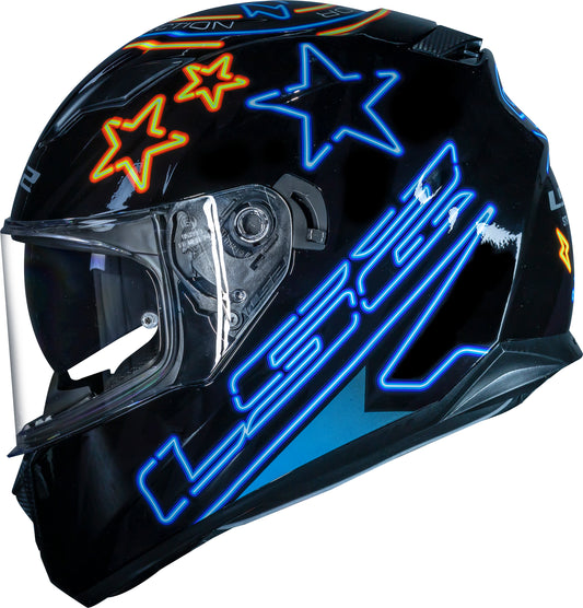 Capacete Ls2 Ff320 Stream Neon Azul Laranja