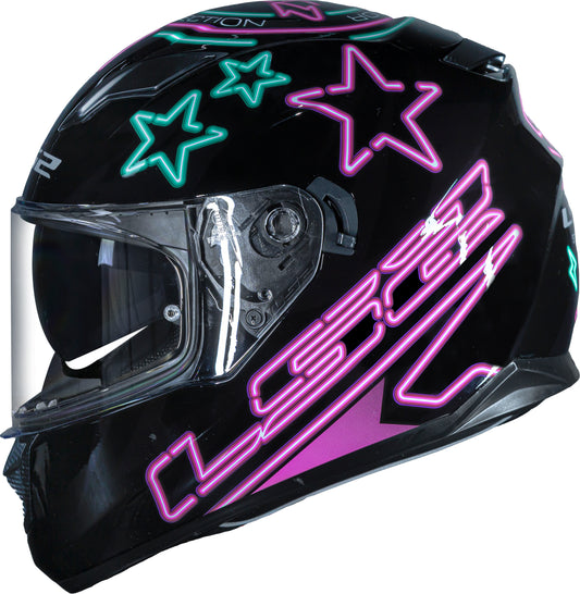 Capacete Ls2 Ff320 Stream Neon Azul Laranja Turquesa