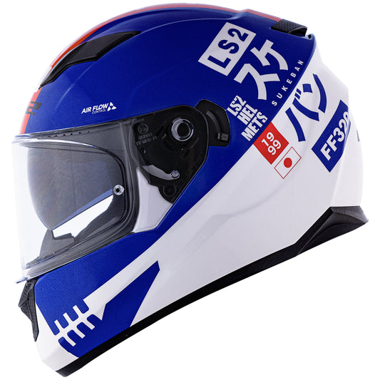 Capacete Ls2 Ff320 Stream Sukeban Branco Azul