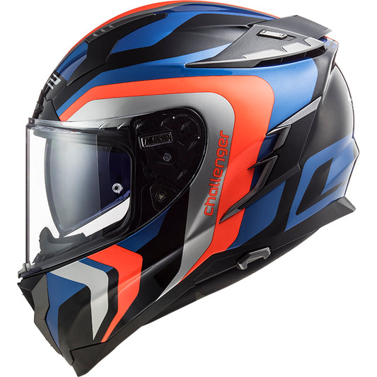 Capacete Ls2 Challenger ff327 Gallatic Azul Laranja