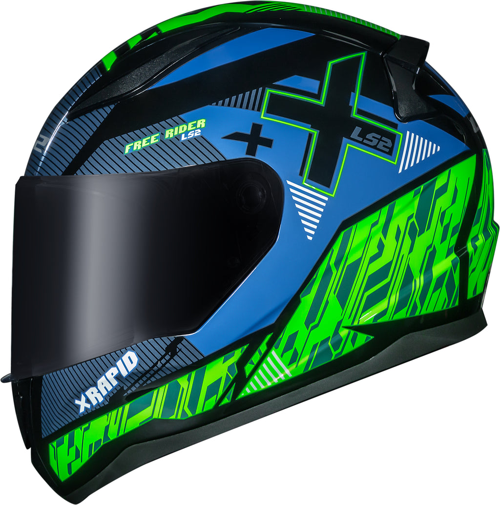 Capacete Ls2 Rapid ff353 Xtreet Azul e Verde