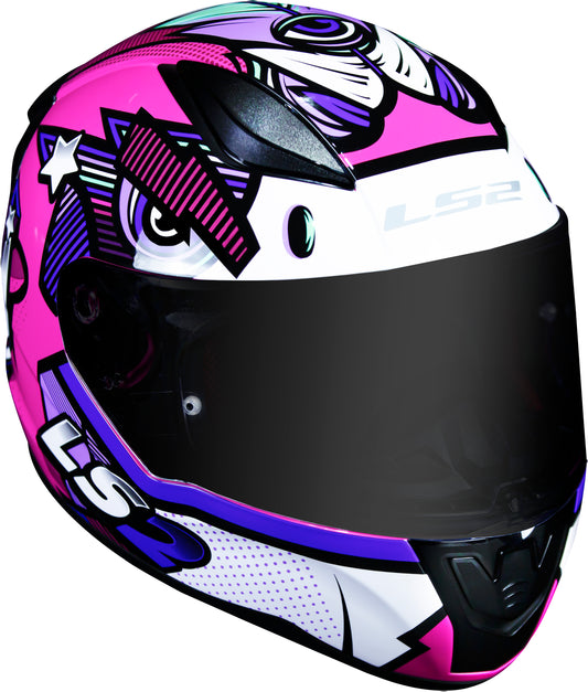 Capacete Ls2 Rapid ff353 Khan Fucsia Branco