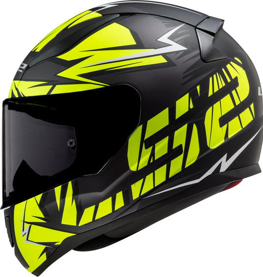 Capacete Ls2 Rapid ff353 Cromo Matt Preto Amarelo Flourescente