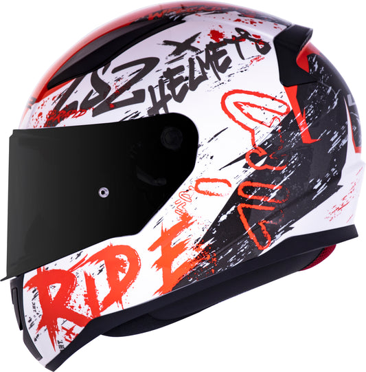 Capacete Ls2 Rapid ff353 Naughty Branco Vermelho