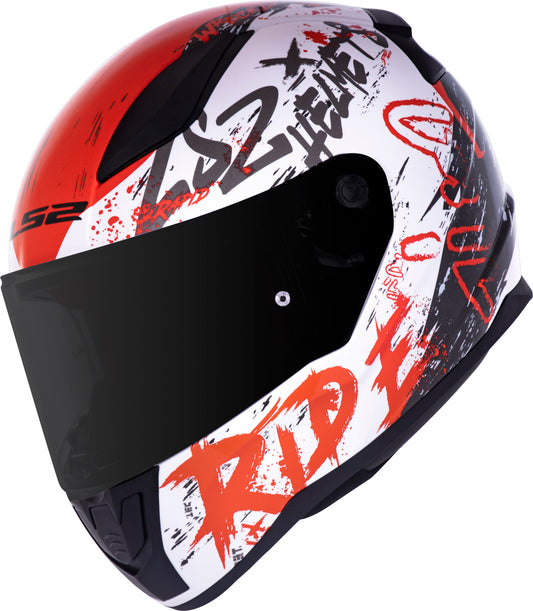 Capacete Ls2 Rapid ff353 Naughty Branco Vermelho